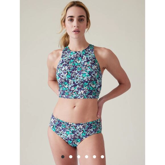 NWT Athleta Conscious Crop Bikini Top - MEDIUM D-DD - elysian floral green -M DD - Picture 1 of 7